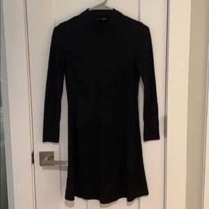 Madewell black ribbed dress with mock turtleneck